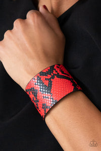 Red and Black Snakeskin Urban Wrap Bracelet - EMP Exclusive