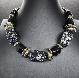Black and Silver Stone Necklace