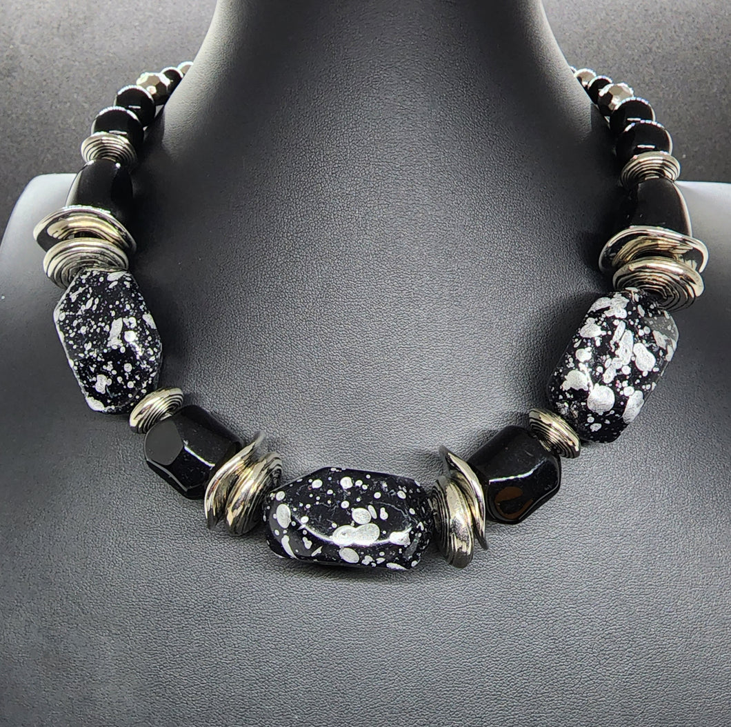 Black and Silver Stone Necklace