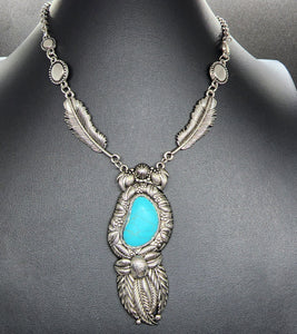 Silver and Turquoise Dream Catcher Necklace