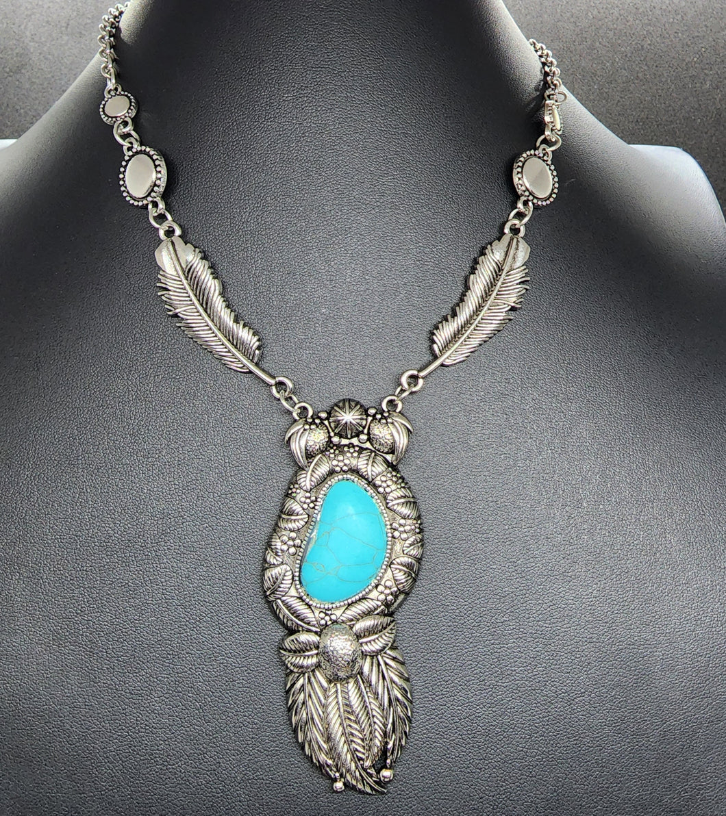 Silver and Turquoise Dream Catcher Necklace