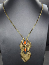 Load image into Gallery viewer, Long Brass and Orange Necklace
